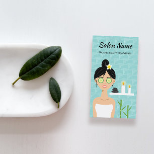 Cartão De Visita Ilustração de Mulher de Spa Fofa - Spa e Salão de