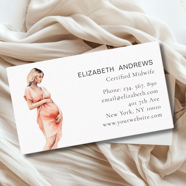 Cartão De Visita Ilustração de mulher grávida, simplesmente (Pregnant Woman Illustration, Business Card for Midwifes and other Service Providers.)