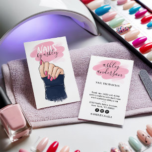 Cartão De Visita Ilustração de unhas de tendências rosa cinza sa