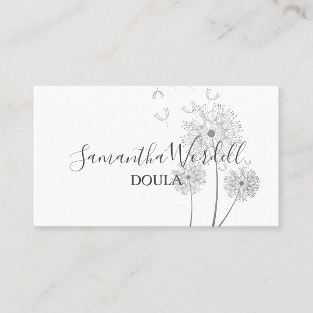 Cartão De Visita Ilustração Floral Delicada Doula Birth Midesposa (Frente)