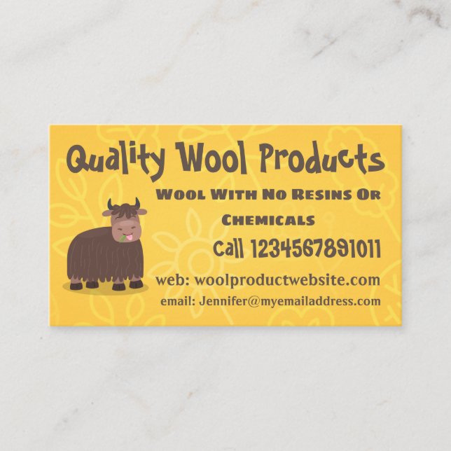 Cartão De Visita Imagem animada de relva feliz comendo iaque engraç (Frente)