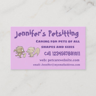 Cartão De Visita Imagem de desenho animado de esquilos engraçados