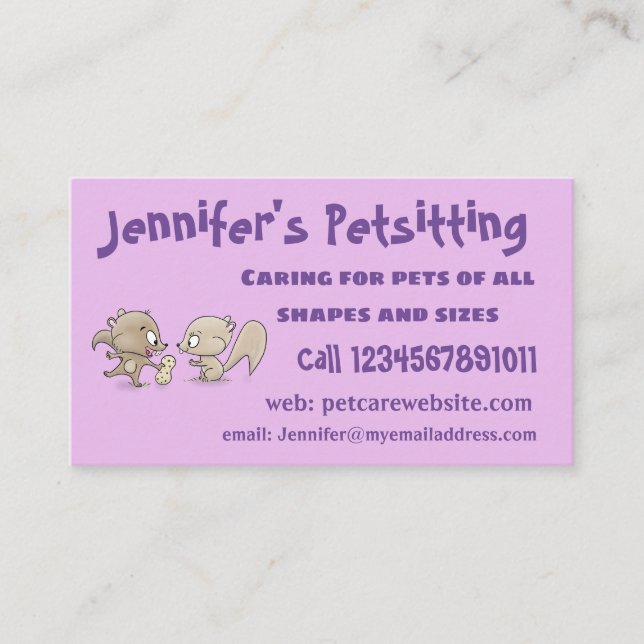 Cartão De Visita Imagem de desenho animado de esquilos engraçados (Frente)