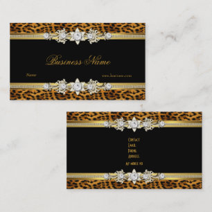 Cartão De Visita Imagem de Joia de Leopardo Preto com Diamante Dour