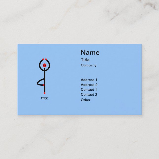 Cartão De Visita Imagem de yoga de árvore com texto sânscrito. (Frente)