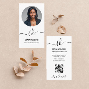 Cartão De Visita Imagem do Monograma do Código QR de Caligrafia de 