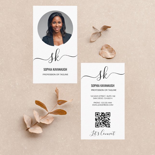 Cartão De Visita Imagem do Monograma do Código QR de Caligrafia de  (Criador carregado)