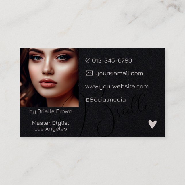 Cartão De Visita Imagem Fotográfica de Assinatura de Caligrafia Mod (Verso)