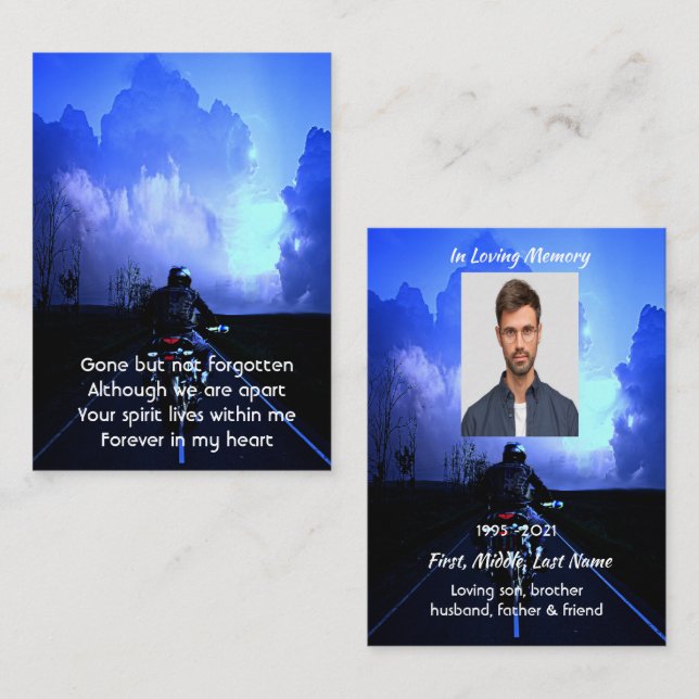 Cartão De Visita Imagem Memorial Orador de Motociclagem Biker (Frente/Verso)