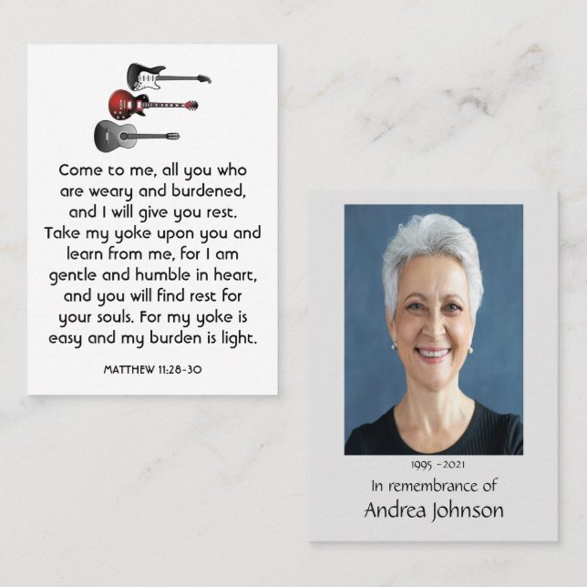 Cartão De Visita Imagem Memorial Orador Musical Guitar Música (Frente/Verso)