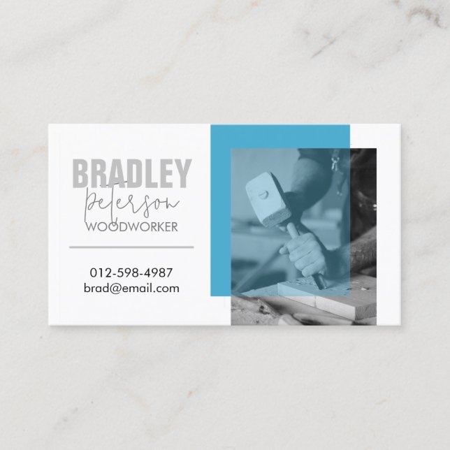 Cartão De Visita Imagem Personalizável do Carpenter Woodworker (Frente)