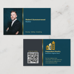 Cartão De Visita Imagem pessoal do Realtor, Código QR, Marinho de l