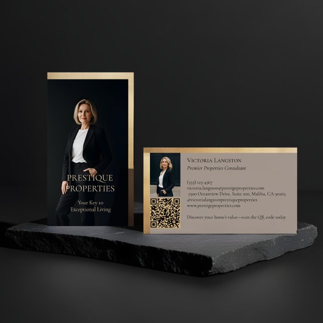 Cartão De Visita Imobiliária de Luxo Prestígio Escritório de Advoca (Prestige Luxury Realtor Law Firm Gold & Black Luxe Business Card)