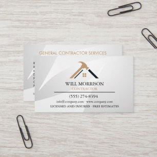 Cartão De Visita Imobiliária de Reparos Domésticos Elegantes Prata