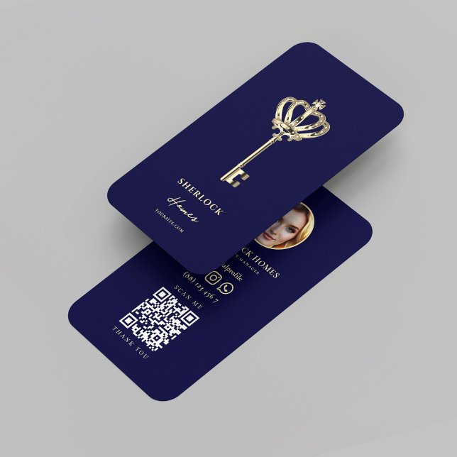 Cartão De Visita Imobiliário Azul-Noite Moderno Realtor (Modern Realtor Midnight Blue Real Estate Business Card
)