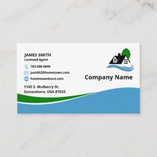 Cartão De Visita Imobiliário Azul/Verde Duplo