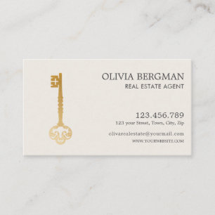 Cartão De Visita Imobiliário Dourado Elegante