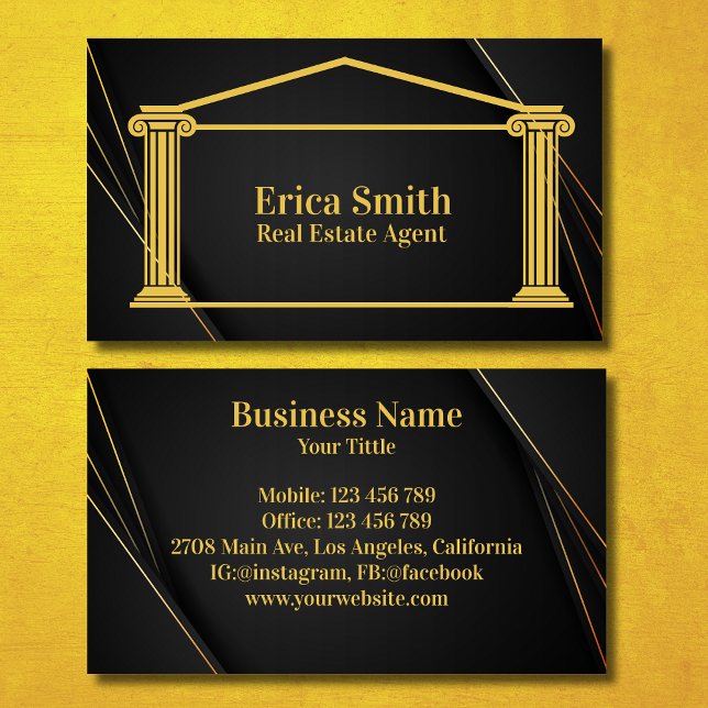 Cartão De Visita Imobiliário House Realtor Professional Back Dourad (Criador carregado)