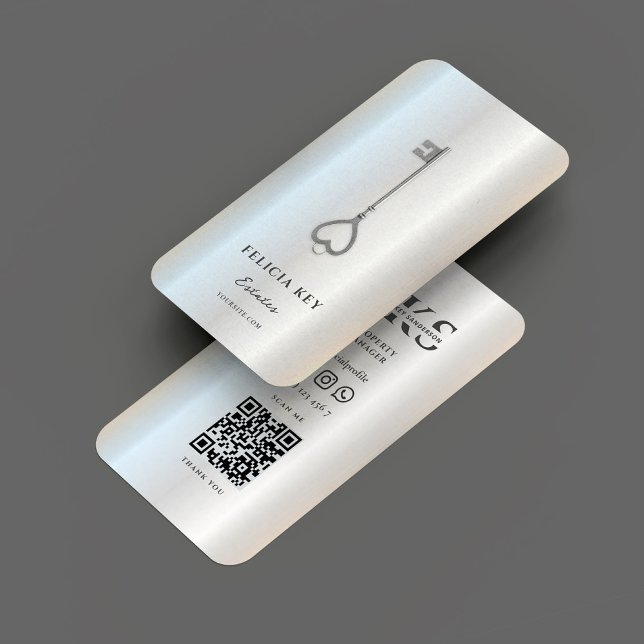 Cartão De Visita Imobiliário Imobiliário Moderno (Elegant Modern Realtor Real Estate Silver Business Card
)