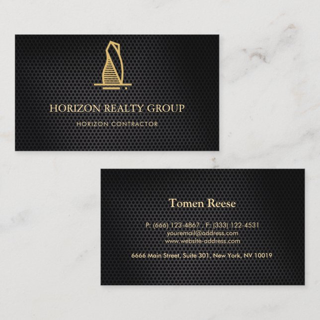 Cartão De Visita Imobiliário Metálico Preto Elegante (Frente/Verso)