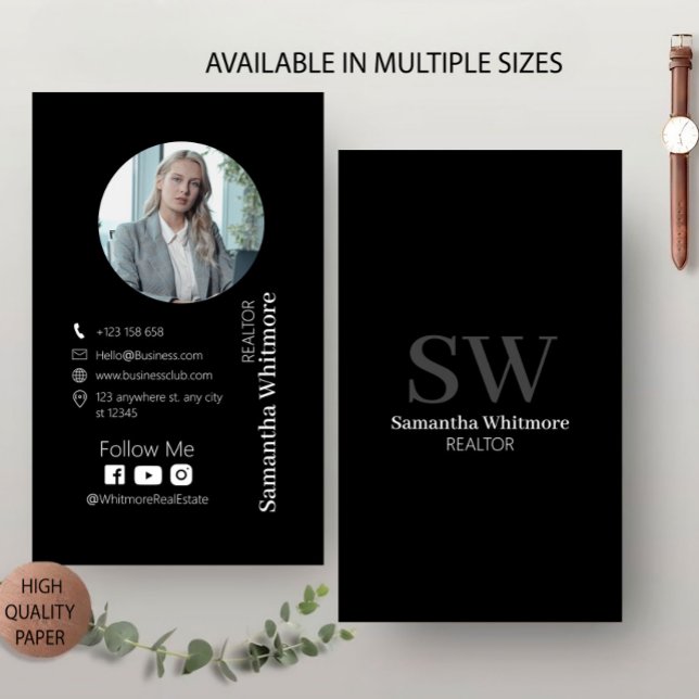 Cartão De Visita Imobiliário Preto Limpo (Criador carregado)