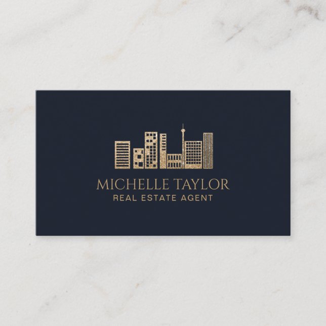 Cartão De Visita Imobilizador de Fotos do Realtor de Marinho Elegan (Frente)