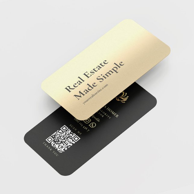 Cartão De Visita Imobilizador Imobiliário Imobiliário Dourado Moder (Criador carregado)