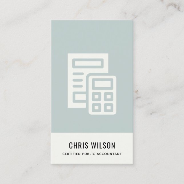 CARTÃO DE VISITA IMPOSTO CONTABILÍSTICO DO ÍCONE DO CÁLCULO MODERNO (Frente)