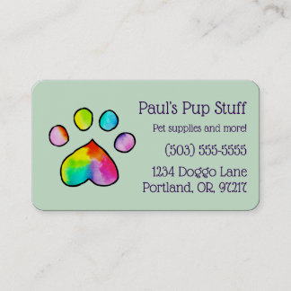Cartão De Visita Impressão de Pata Colorida Personalizável