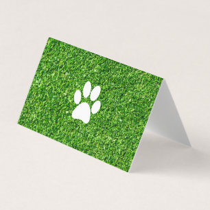 Cartão De Visita Impressão de Pata de Cães  Fundo Verde