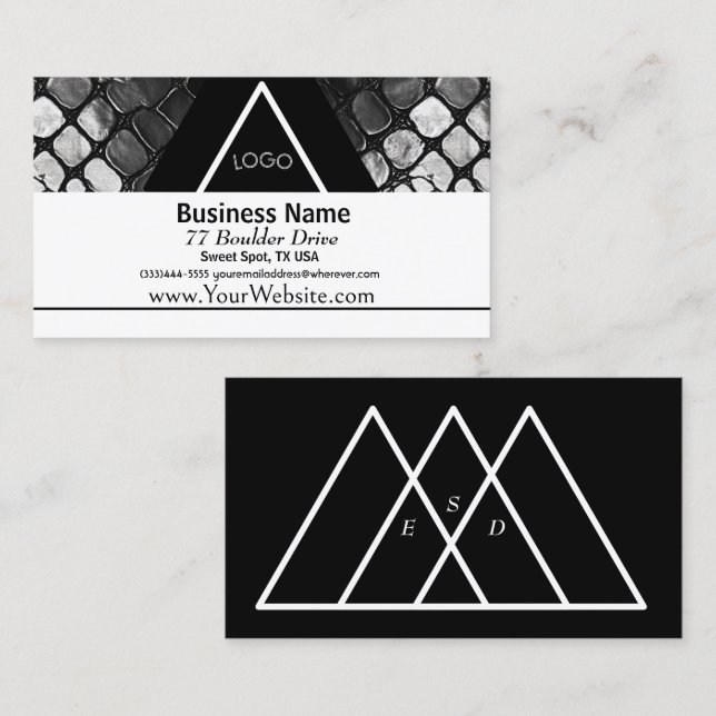 Cartão De Visita Impressão de Snakeskin preto (Frente/Verso)
