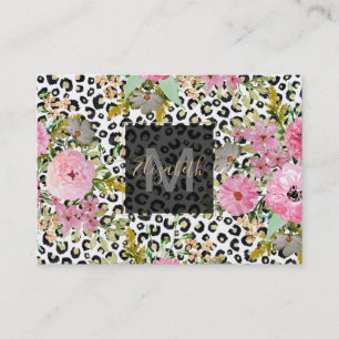 Cartão De Visita Impressão e design floral elegantes do leopardo