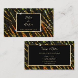 Cartão De Visita Impressão Elegante Zebra Penas Pêssego Salão