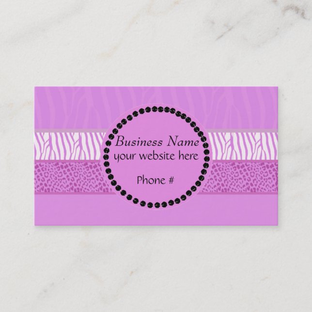 Cartão De Visita Impressão em animais selvagens roxos (Frente)