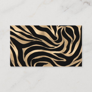 Cartão De Visita Impressão em Black Zebra Dourada Metálica Elegan