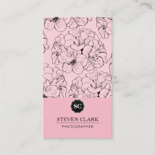 Cartão De Visita Impressão floral/monograma (rosa)
