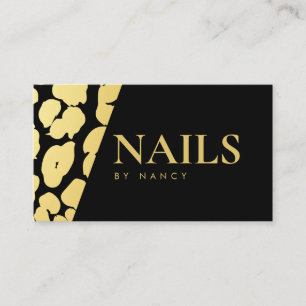 Cartão De Visita Impressão Leopard Dourada pelo Artista de Nail