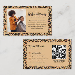 Cartão De Visita Impressão Leopardo de outono com Foto Personalizad