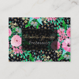 Cartão De Visita Impressão Leopardo Elegante e design cor-de-rosa