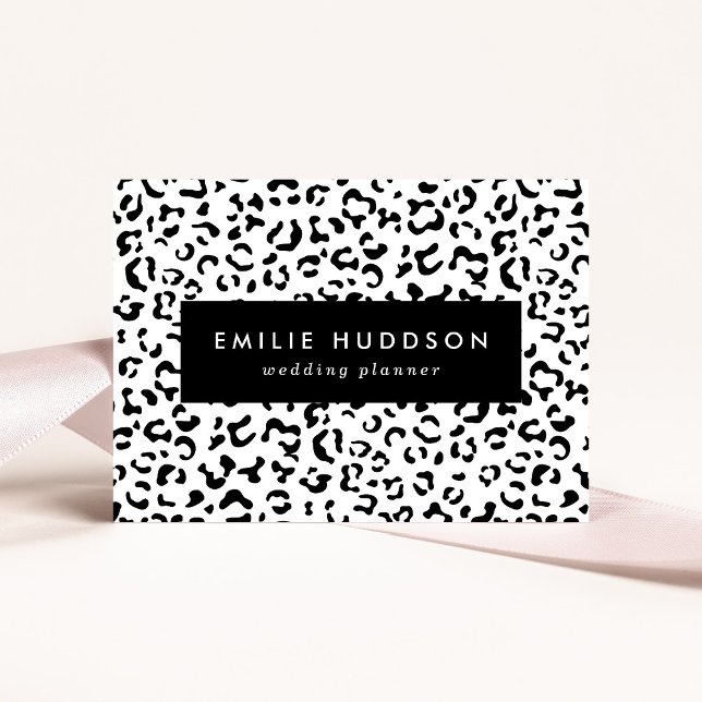 Cartão De Visita Impressão Leopardo, Manchas Leopardo, Preto E Bran (Criador carregado)