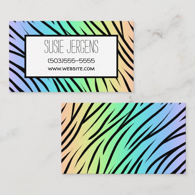 Cartão De Visita Impressão personalizável do Pastel Rainbow Tiger (Frente/Verso)