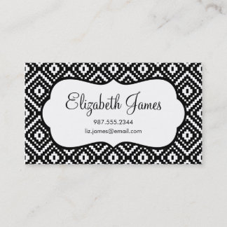 Cartão De Visita Impressão Tribal Aztec Preto e Branco