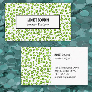Cartão De Visita Impressão Verde Personalizada do Leopardo Moderna