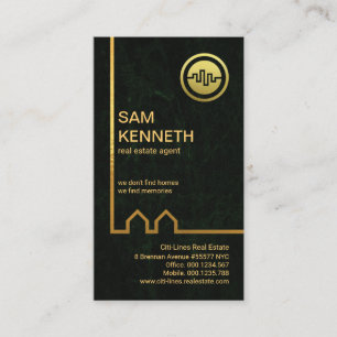 Cartão De Visita Impressionante Dourado Edifício Linhas de Constru