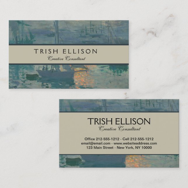 Cartão De Visita Impressionante Marinho Monet Sunrise (Frente/Verso)