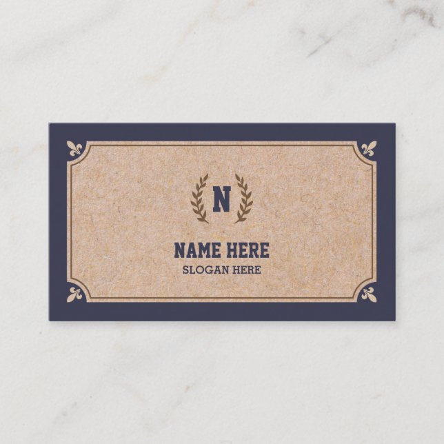 Cartão de visita IMPRESSO Kraft luxuoso do marinho (Frente)