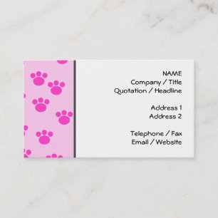 Cartão De Visita Impressões animais da pata. Rosa cor-de-rosa e