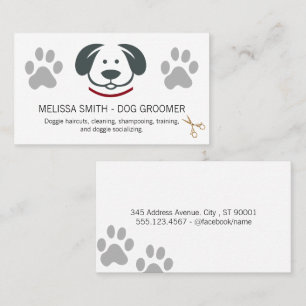 Cartão De Visita Impressões de pata do logotipo de cãozinho   Tes