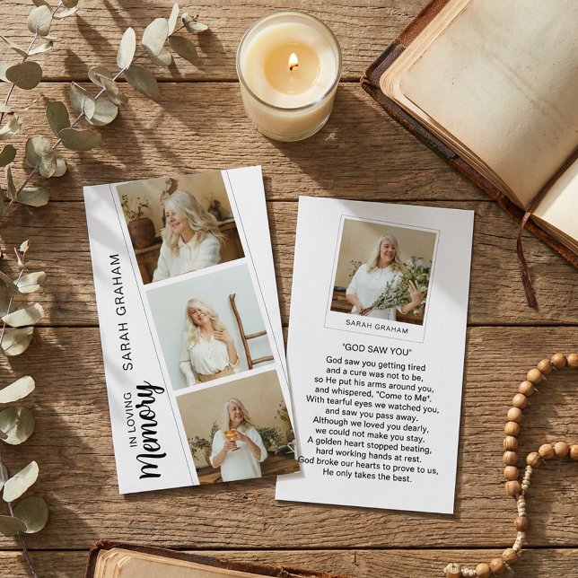 Cartão De Visita In Loving Memory 4 Photo Prayer (Criador carregado)