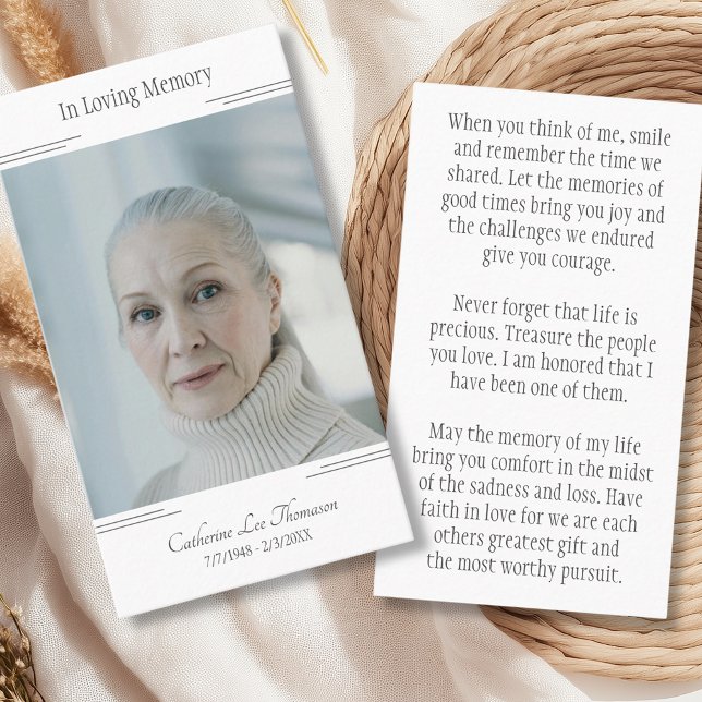 Cartão De Visita In Loving Memory Classic Photo Prayer Card (In Loving Memory Classic Photo Prayer Card
)